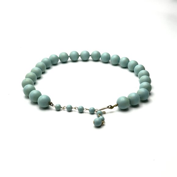 Vintage Baby Blue Celluloid Bead Necklace — 17" — EUC - Picture 2 of 9